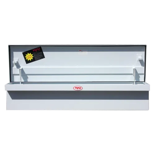 61SLPW – RKI Tool Box, Side Mount Low Profile Wide Side Single Lid Powder Coated White Steel 61-3/4 Inch Length x 18-...